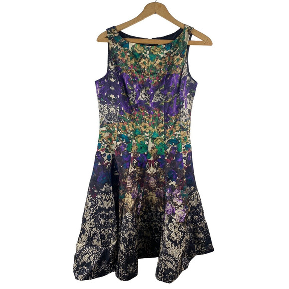 Dressbarn Dress 4 Fit & Flare Floral Print Cocktail Fancy Party Art to Wear - Picture 1 of 9